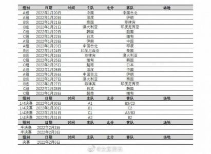 亚运会女足赛程时间