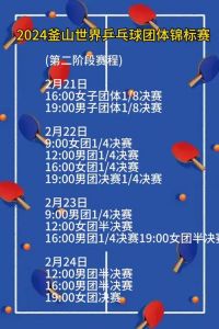 世乒赛23日赛程表