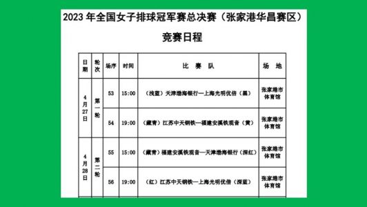 2023年女排总决赛时间表