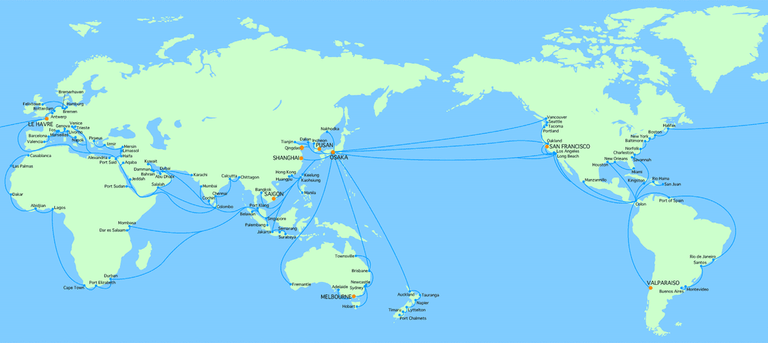 世界各大海湾港口的地理位置坐标