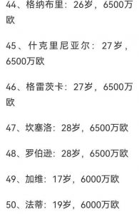 韩国球员身价排行